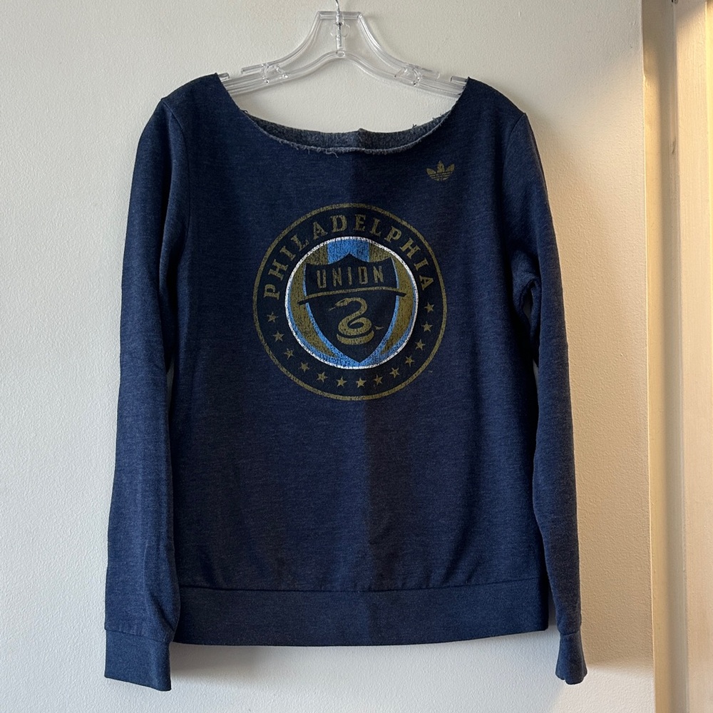 Adidas Originals Philadelphia Union MLS Distressed Scoop Neck Sweatshirt Small
